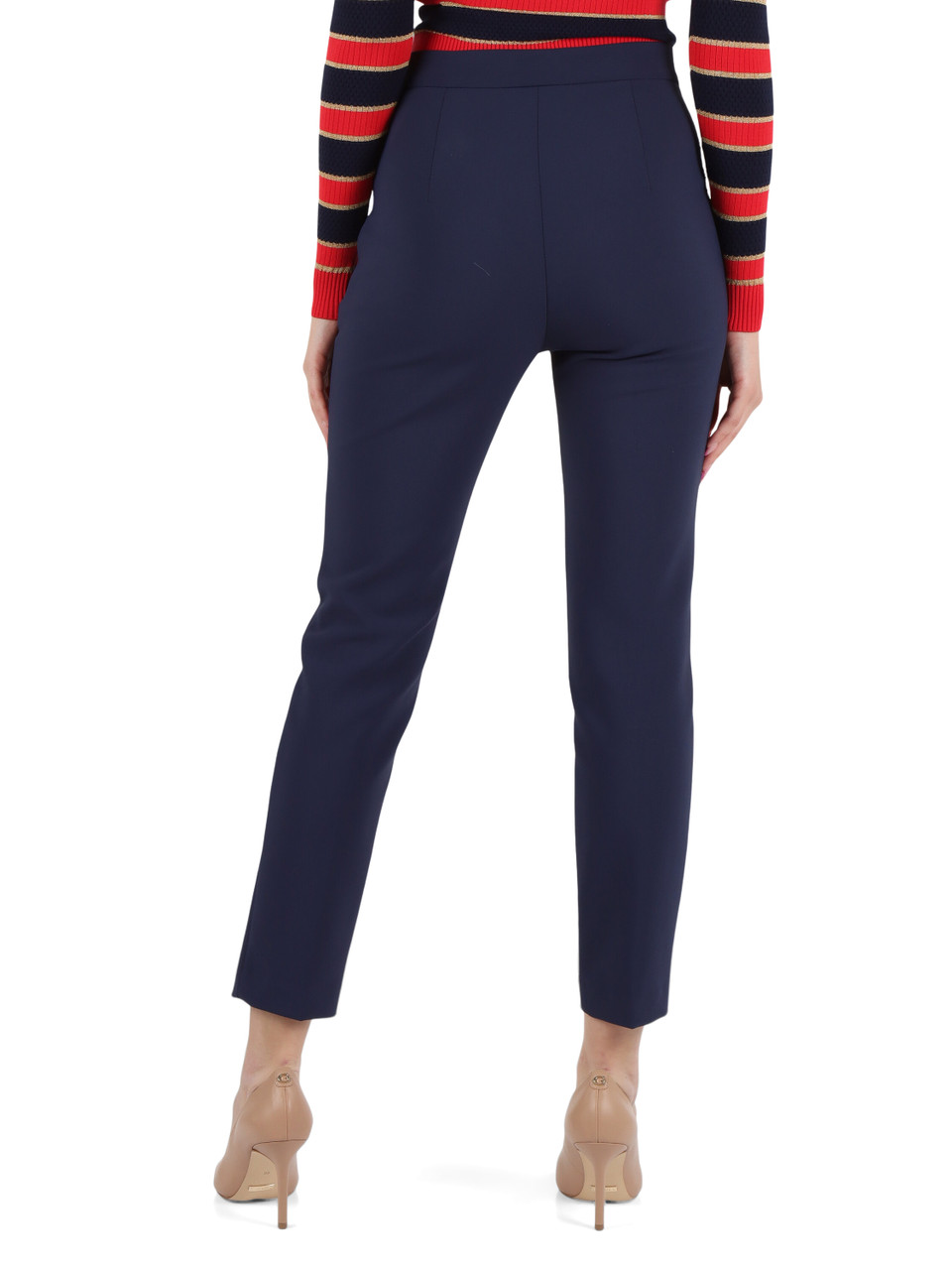 BLU | Pantalone dritto in crèpe con zip decorative