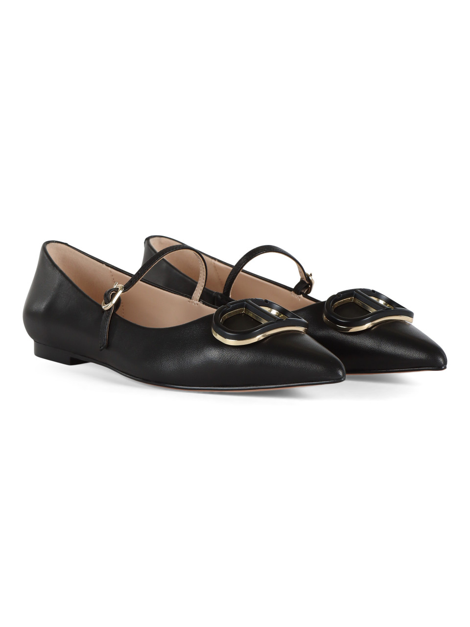 NERO | Ballerina in pelle con placca logo