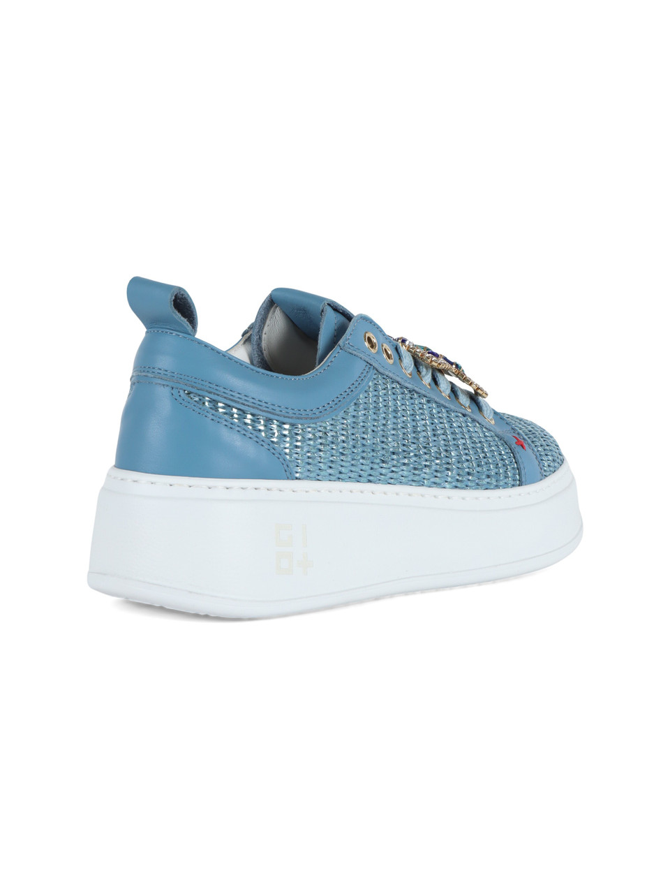 AZZURRO | Sneakers in pelle PIA350B con dettagli in raffia