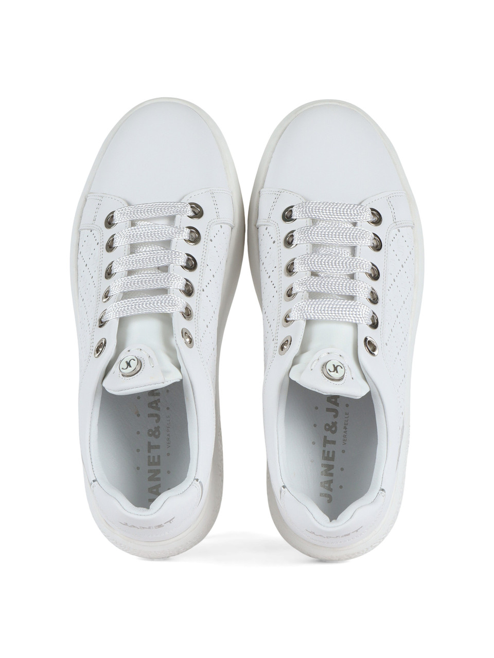 BIANCO | Sneakers in pelle ed ecopelle J-013 con logo impresso