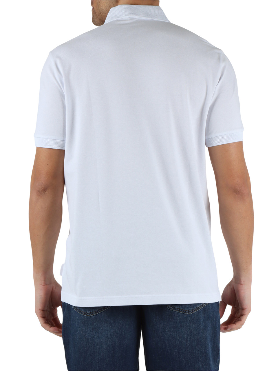 BIANCO | Polo in cotone piquet slim fit con stampa logo a rilievo