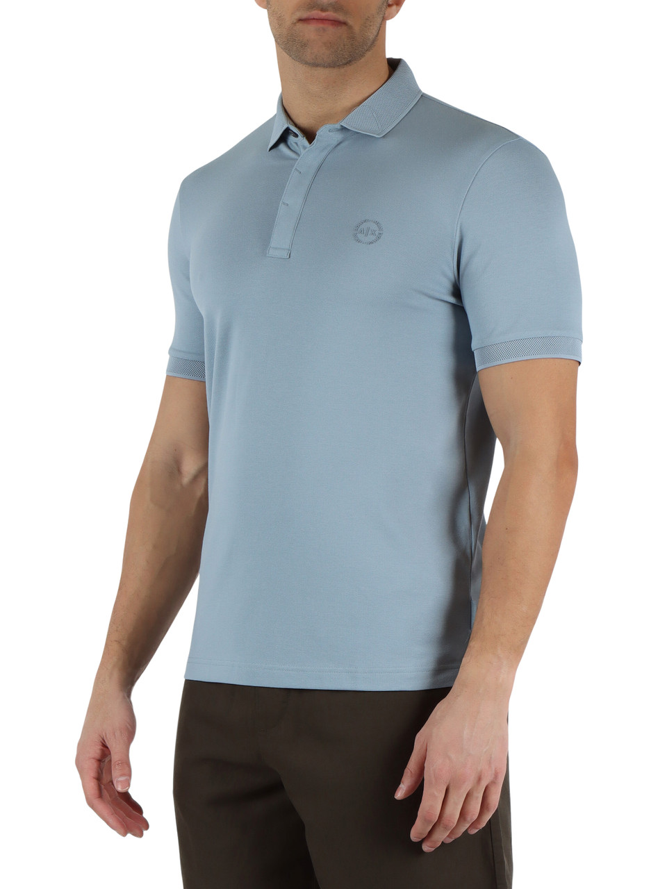 CELESTE | Polo in cotone piquet slim fit con stampa logo a rilievo