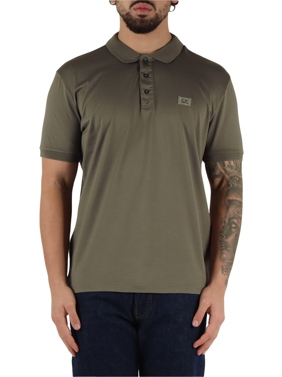 GRIGIO SCURO | Polo in cotone mercerizzato con patch logo frontale