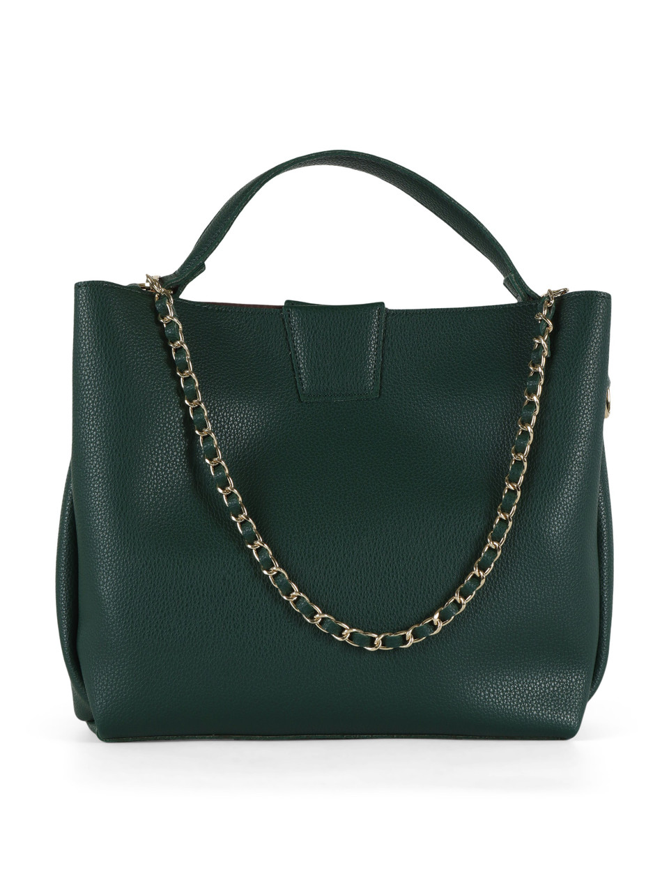 VERDE SCURO | Borsa a mano effetto martellato con logo impresso