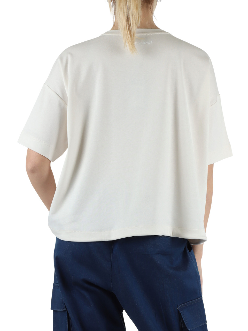PANNA | T-shirt in cotone con taschino e strass