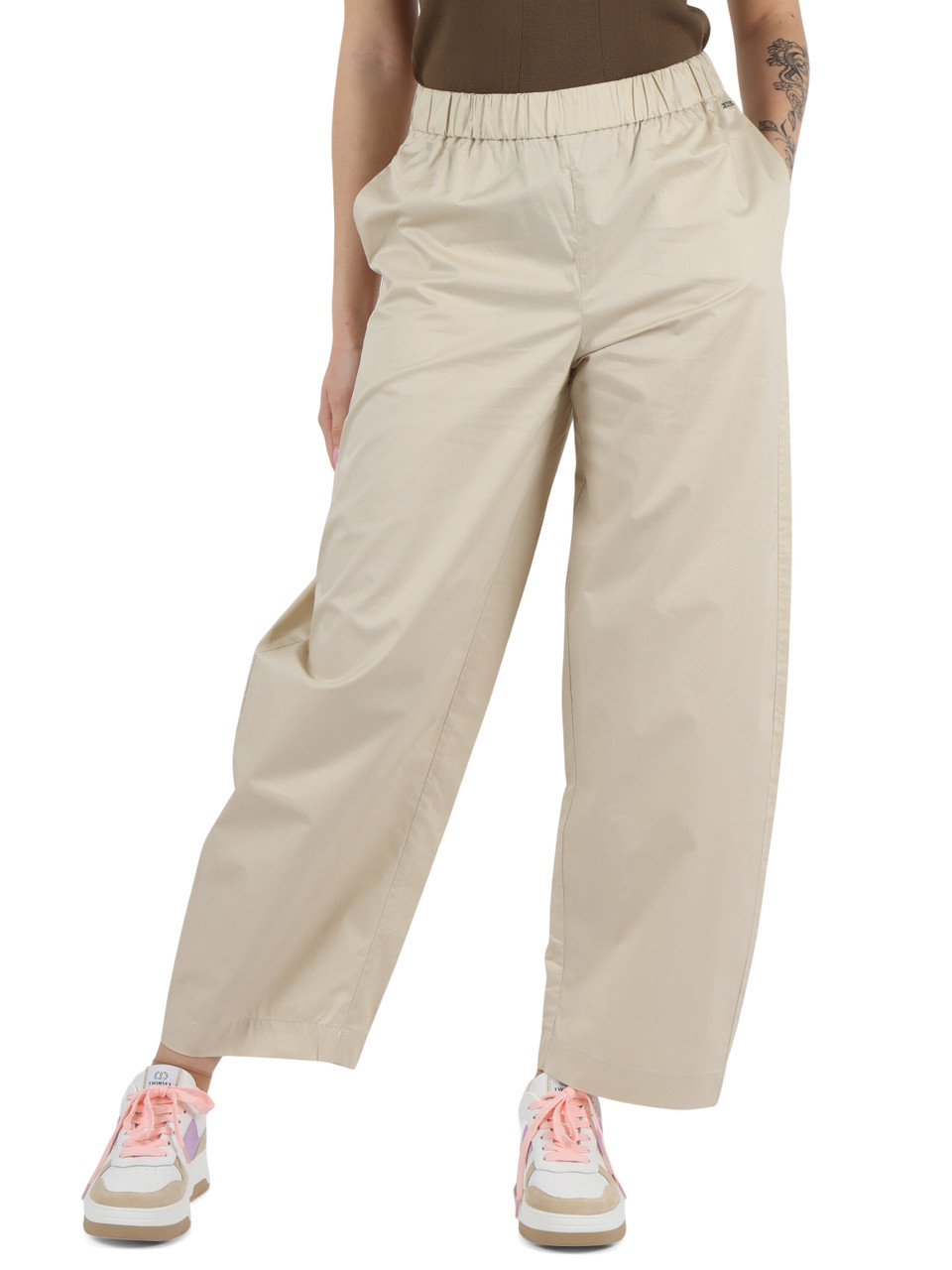 BEIGE | Pantaloni baggy in cotone leggero