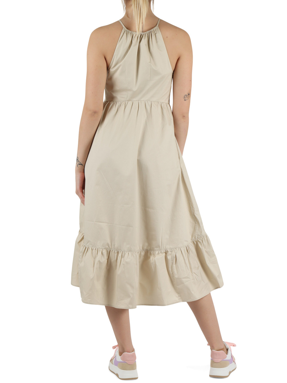 BEIGE | Abito svasato in popeline di cotone