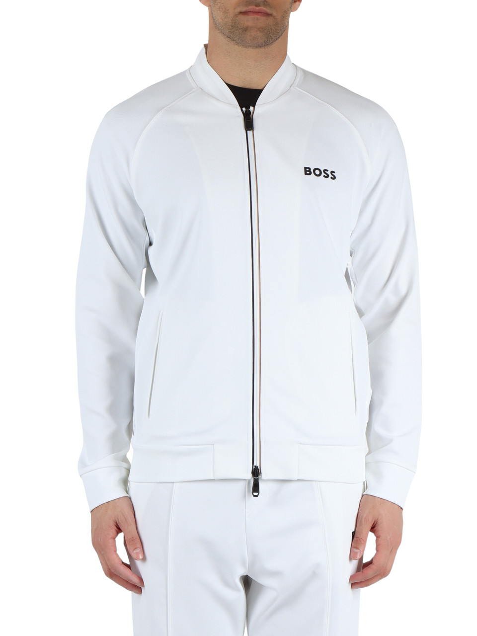 BIANCO | BOSS X MATTEO BERRETTINI: Felpa in gabardina stretch con zip