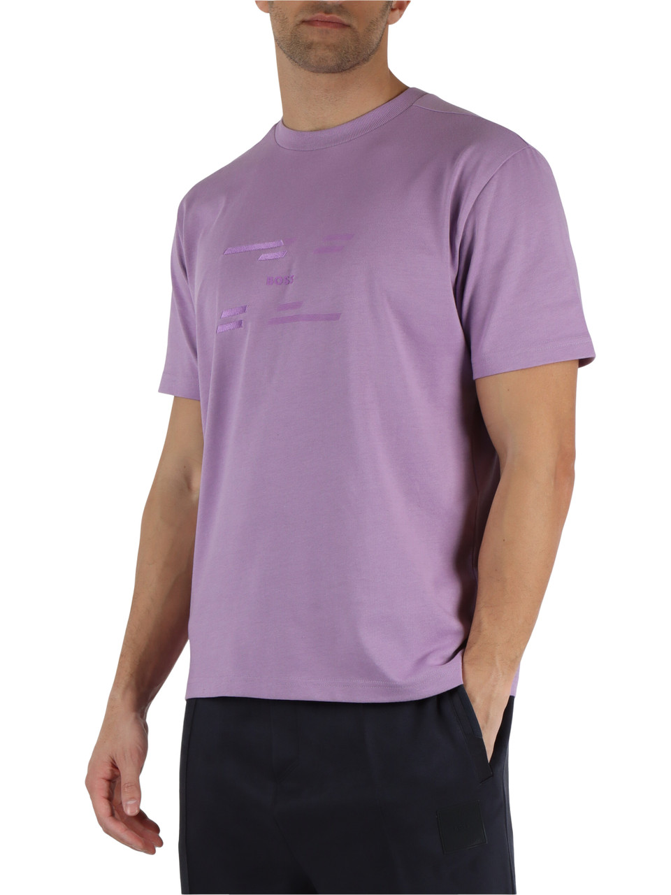VIOLA CHIARO | T-shirt in cotone con scritta logo a rilievo