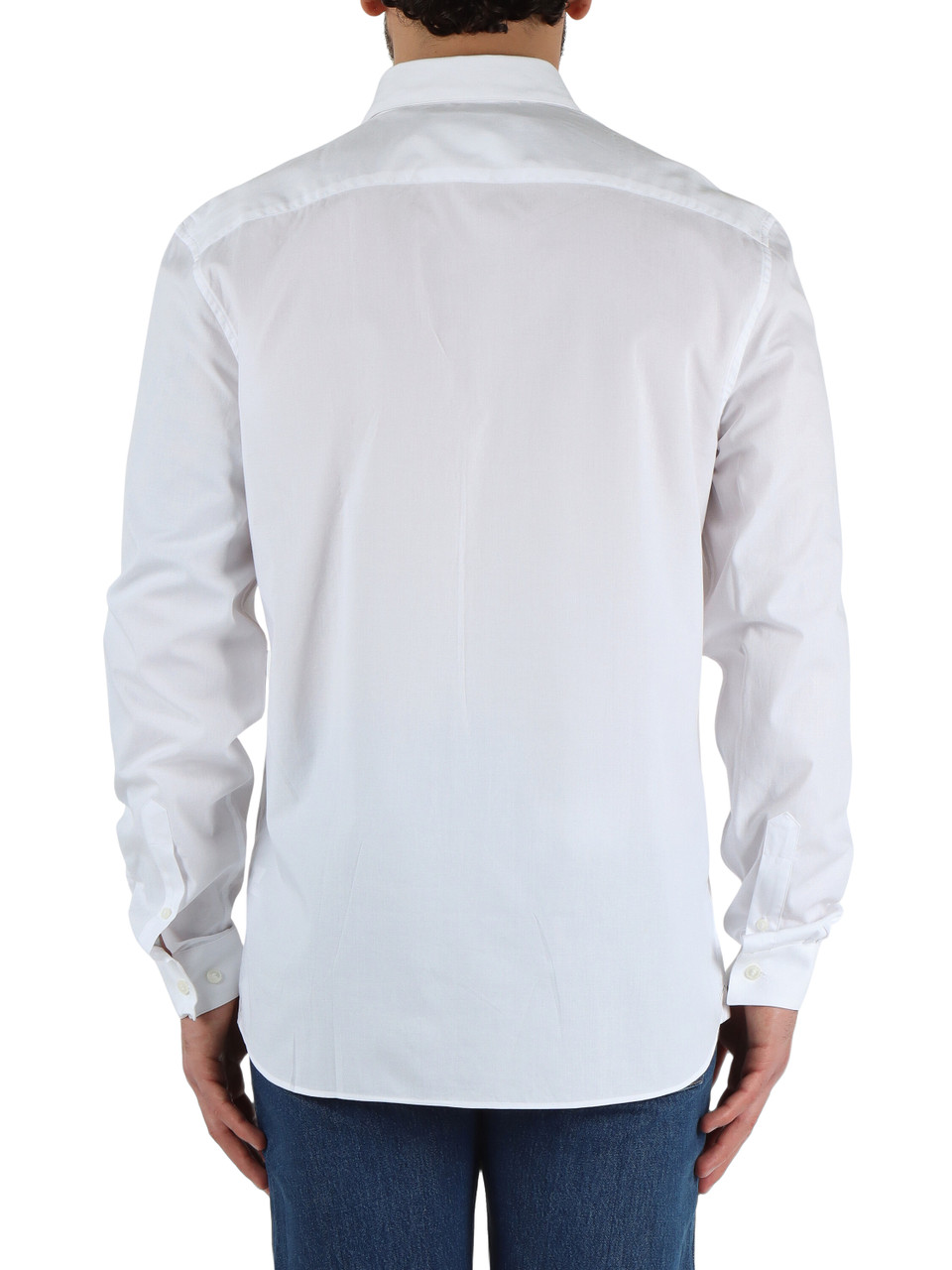 BIANCO | Camicia in cotone slim fit con patch logo
