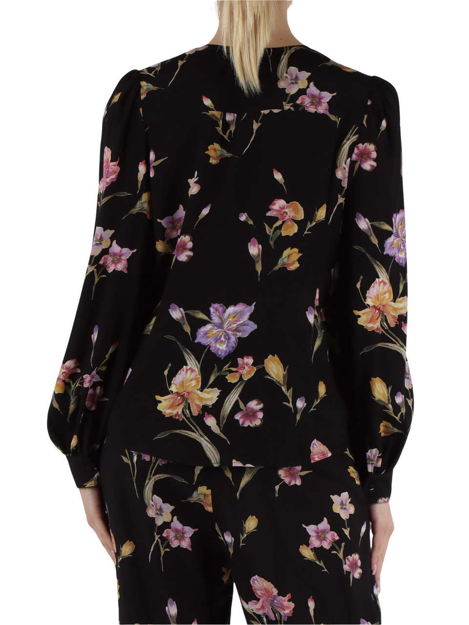 NERO | Camicia in crèpe de Chine con stampa floreale