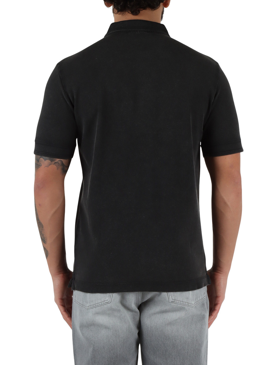 GRIGIO SCURO | Polo in cotone lavato piquet con patch logo