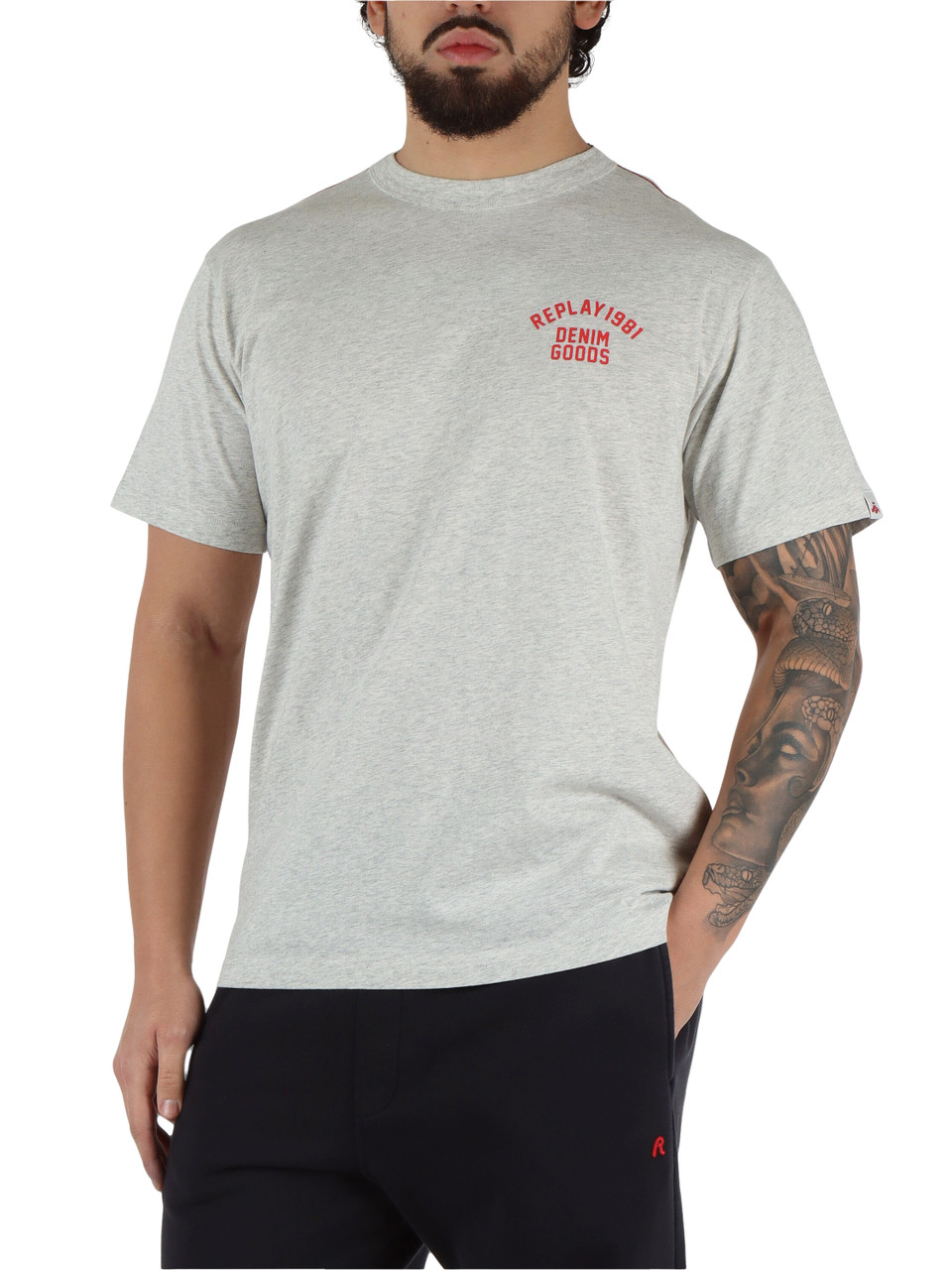 GRIGIO | T-shirt in cotone con stampa logo frontale