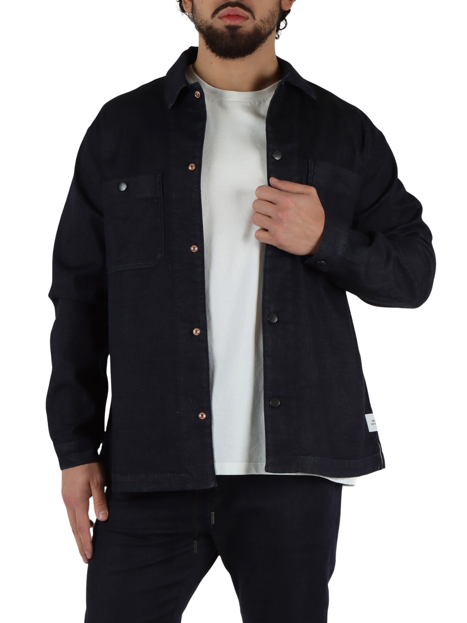 BLU SCURO | SARTORIALE: Giacca camicia effetto denim