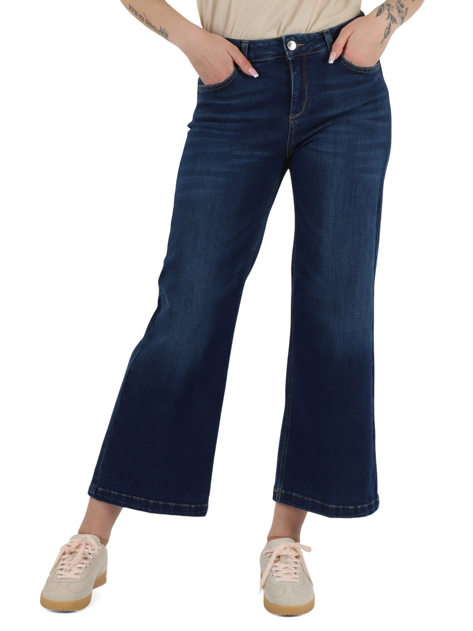 BLU SCURO | BETTER DENIM: Pantalone jeans cinque tasche cropped flare fit