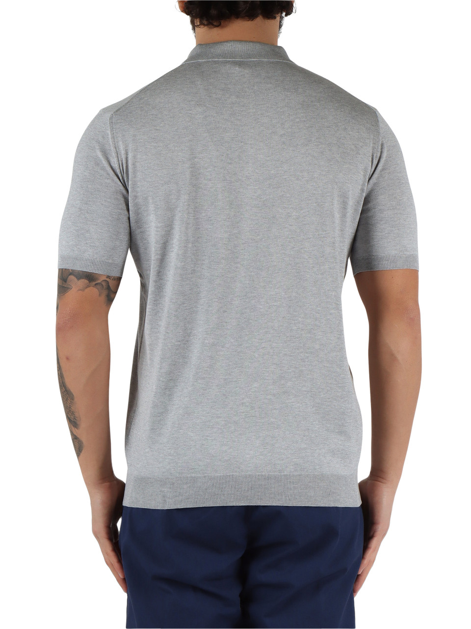 GRIGIO CHIARO | Polo in maglina di cotone e seta con zip