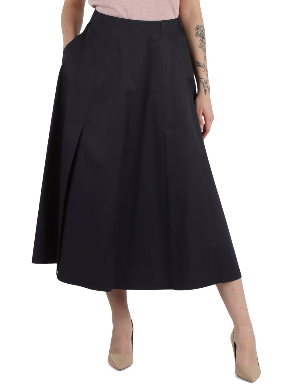 BLU SPAZIALE | Gonna in cotone stretch con spacchi frontali e posteriori