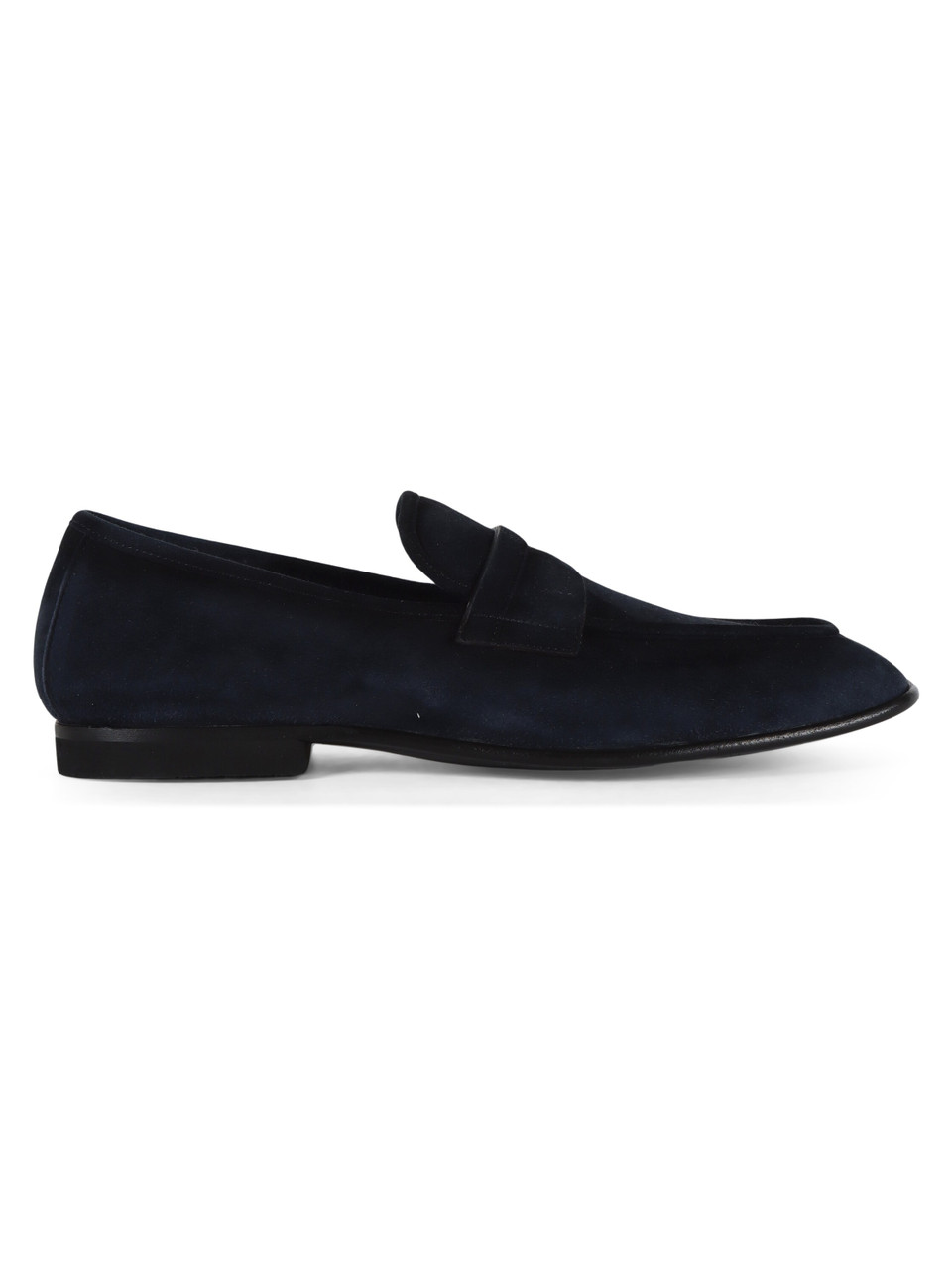 BLU SCURO | Mocassini in suede morbido con mascherina