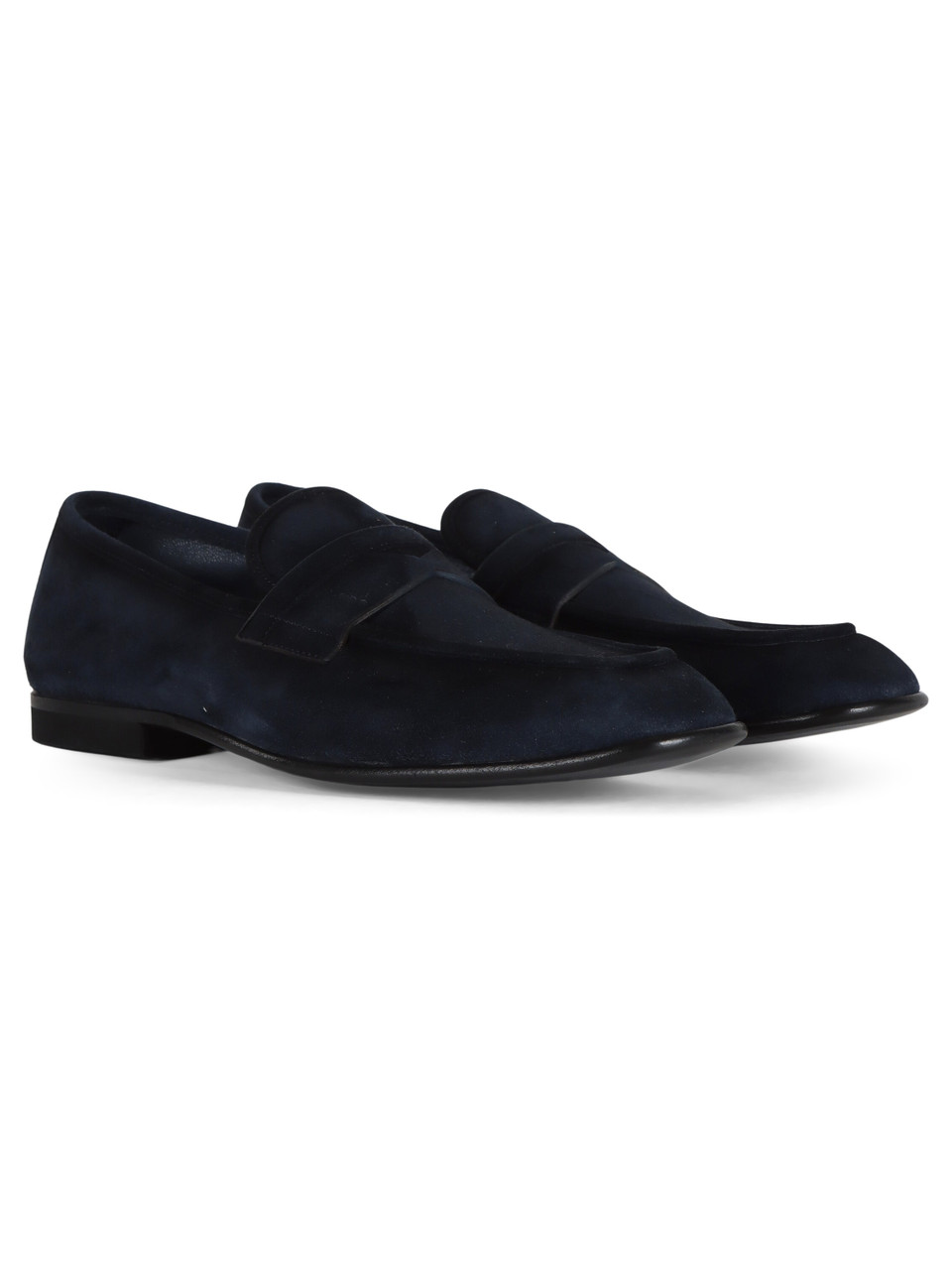 BLU SCURO | Mocassini in suede morbido con mascherina