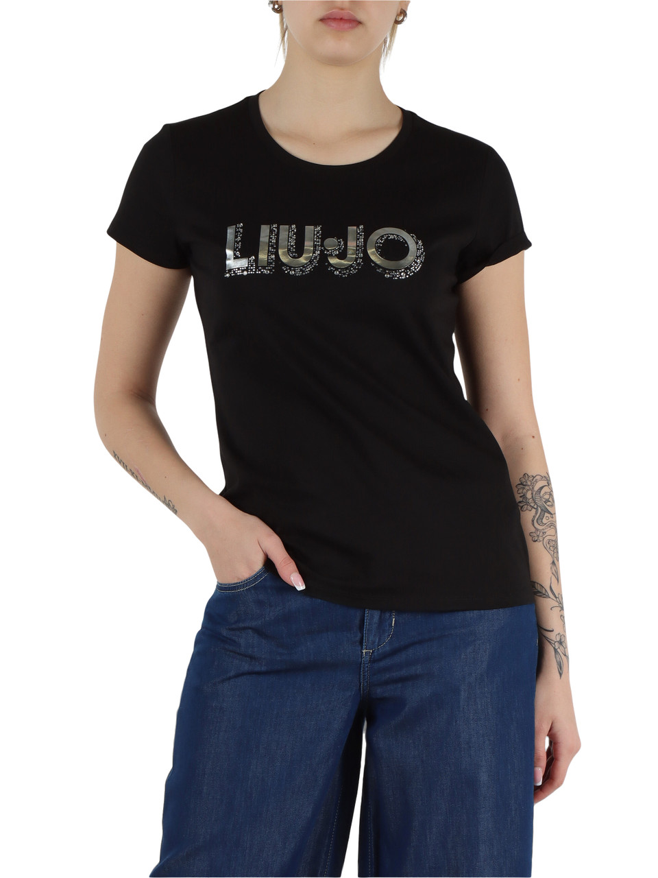NERO | BETTER: T-shirt in cotone con scritta logo frontale