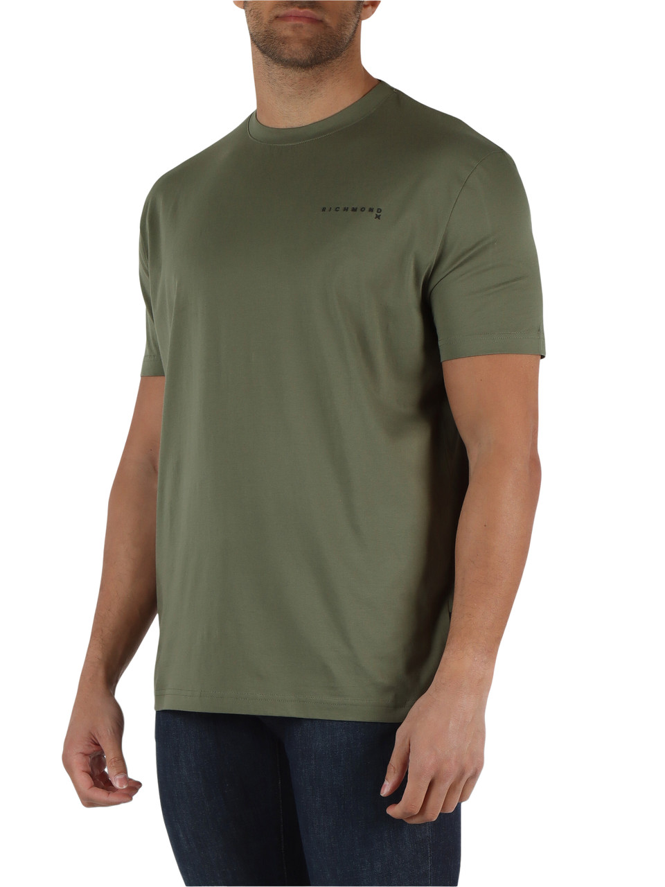 VERDE MILITARE | RICHMOND X: T-shirt in cotone con scritta logo