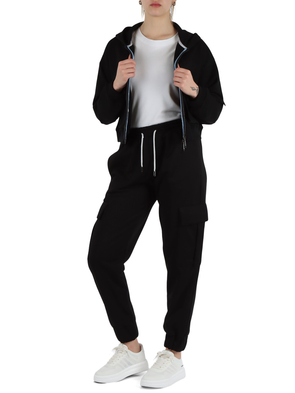 NERO | Felpa cropped IGINIA in misto cotone