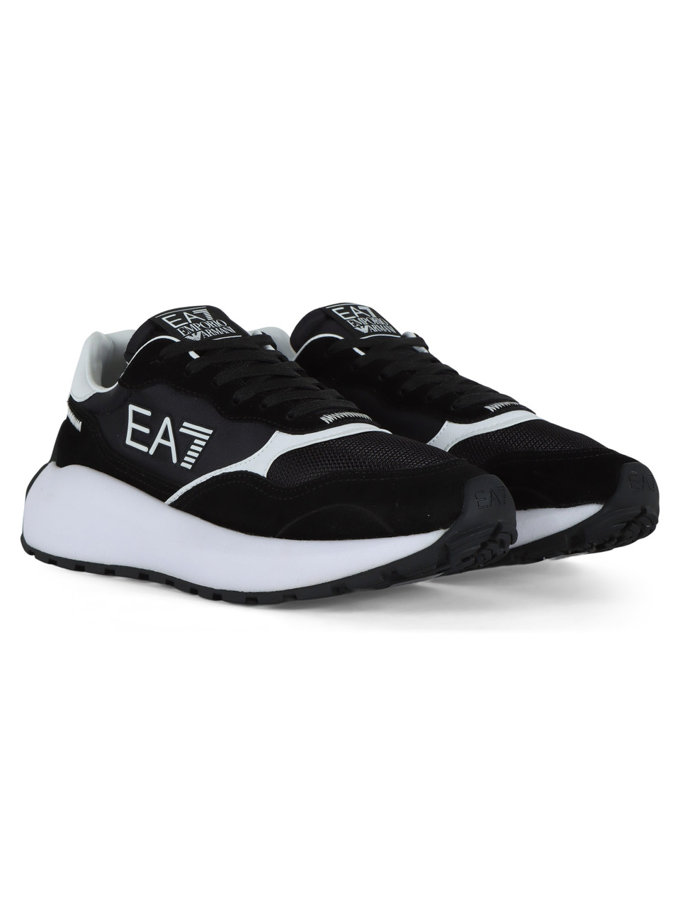 NERO | Sneakers in tessuto ecopelle e suede con logo a rilievo