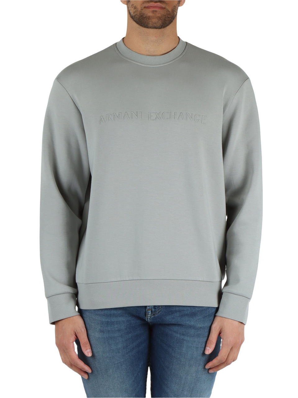 GRIGIO | Felpa in misto cotone con scritta logo a rilievo