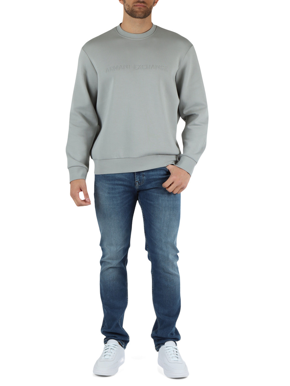 GRIGIO | Felpa in misto cotone con scritta logo a rilievo