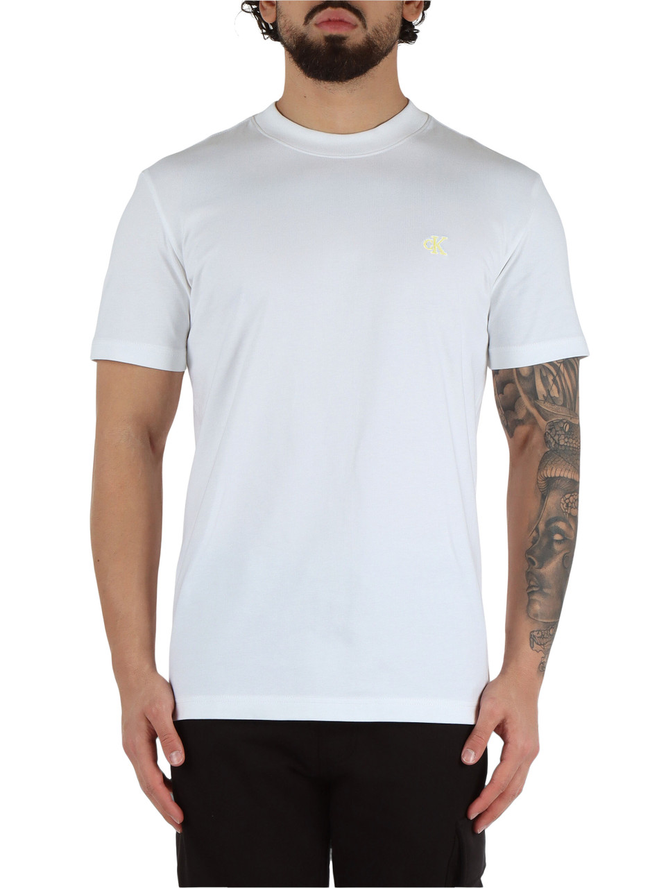 BIANCO | T-shirt in cotone con ricamo logo frontale