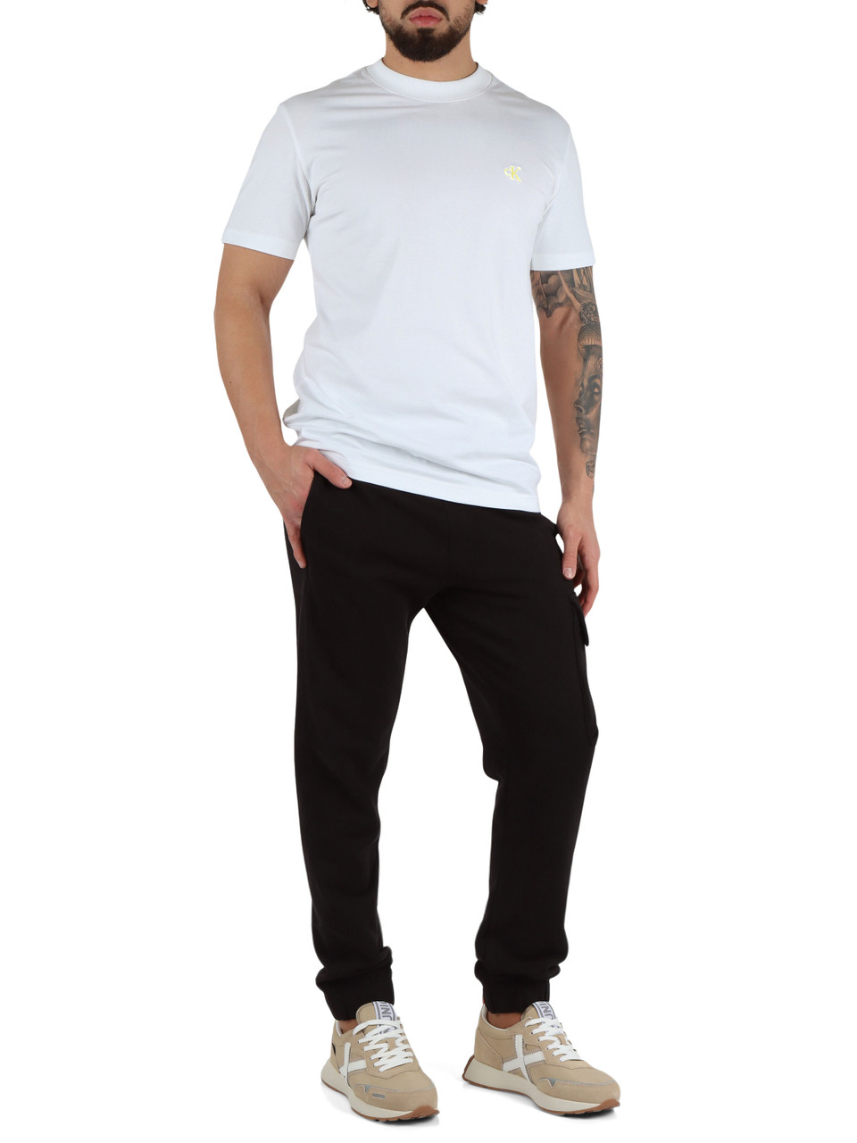 BIANCO | T-shirt in cotone con ricamo logo frontale