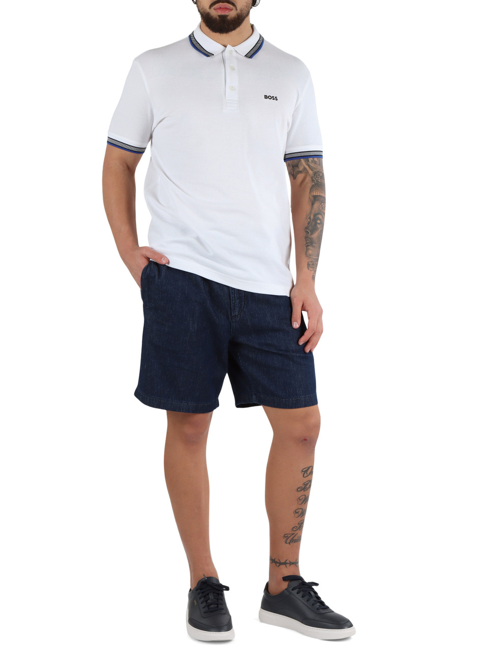 BIANCO/NERO | Polo regular fit in cotone piquet con ricamo logo