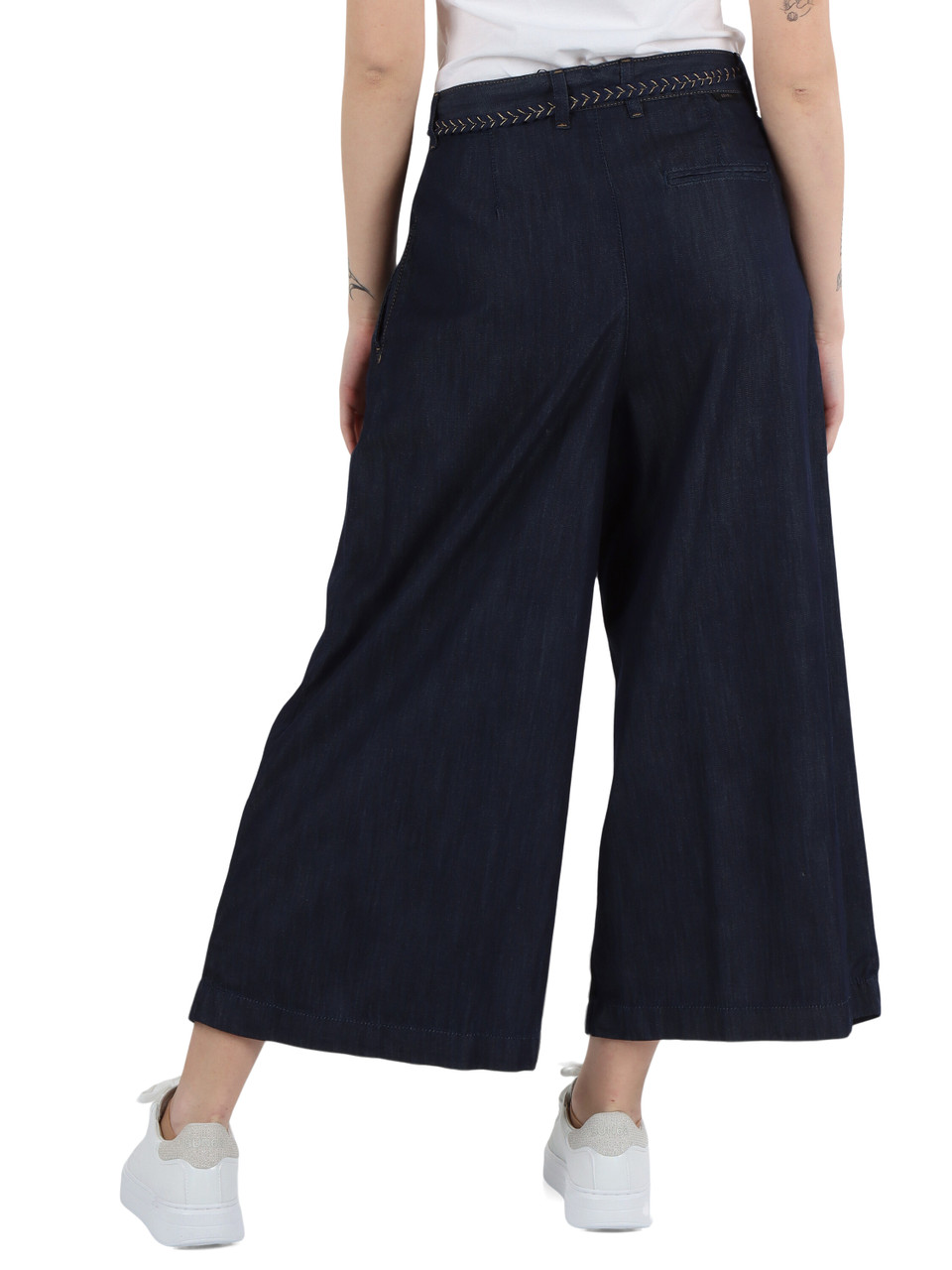 BLU SCURO | Pantalone culottes in denim leggero