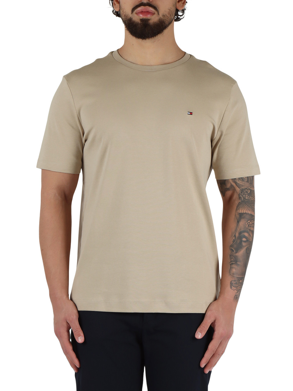 BEIGE | T-shirt regular fit in cotone con ricamo logo