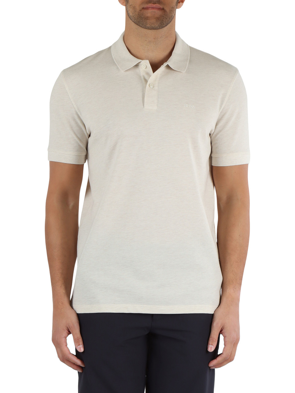 CREMA | Polo in cotone piquet con ricamo logo frontale