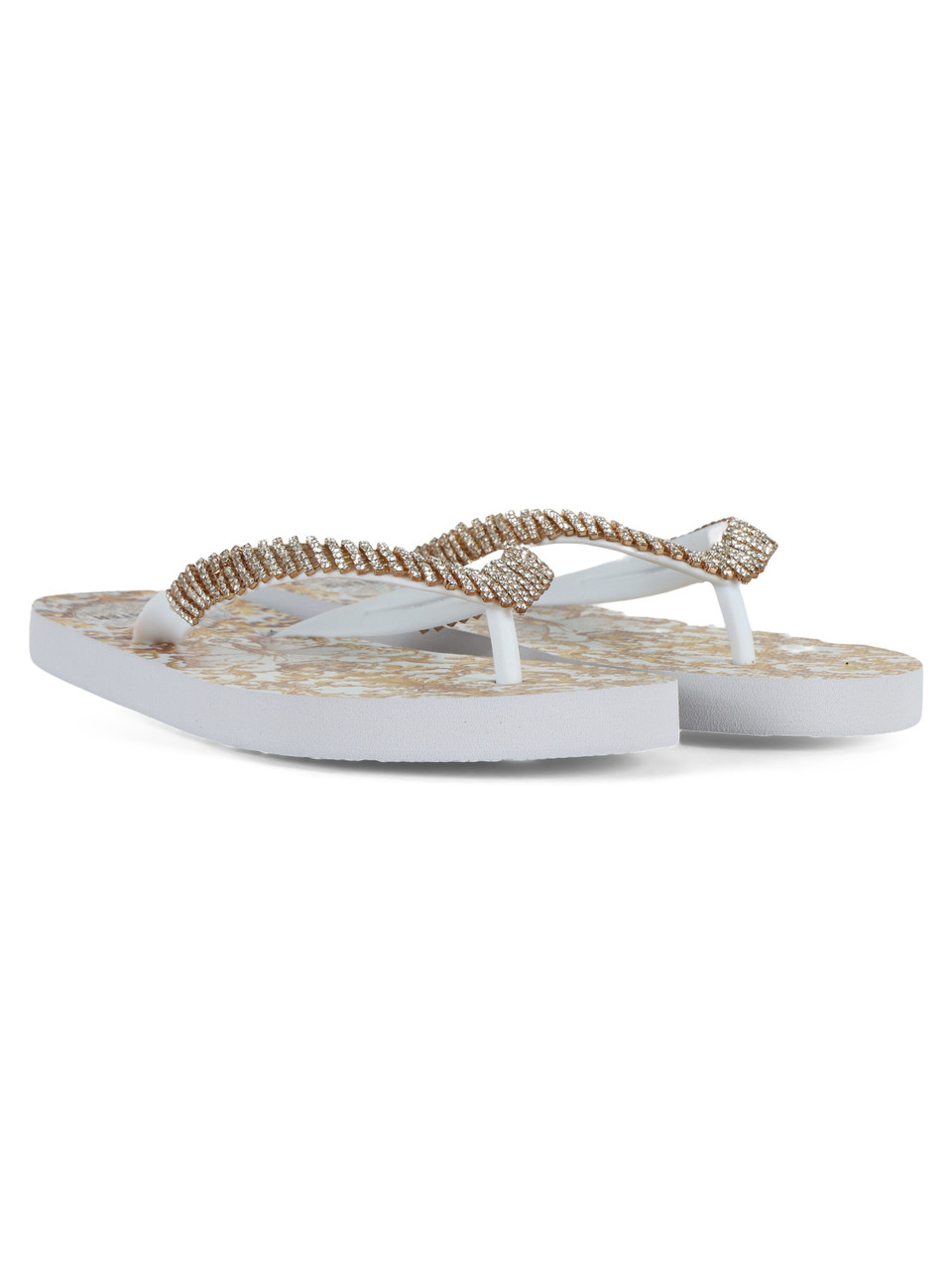 BIANCO | Infradito in gomma DAMASCO con strass