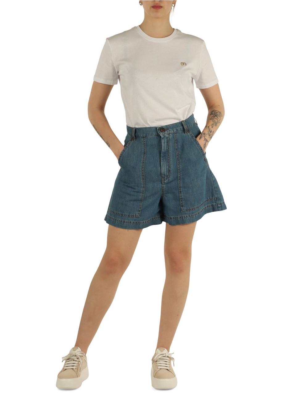 BLU | WEEKEND: Shorts in denim di cotone e lino NABULUS