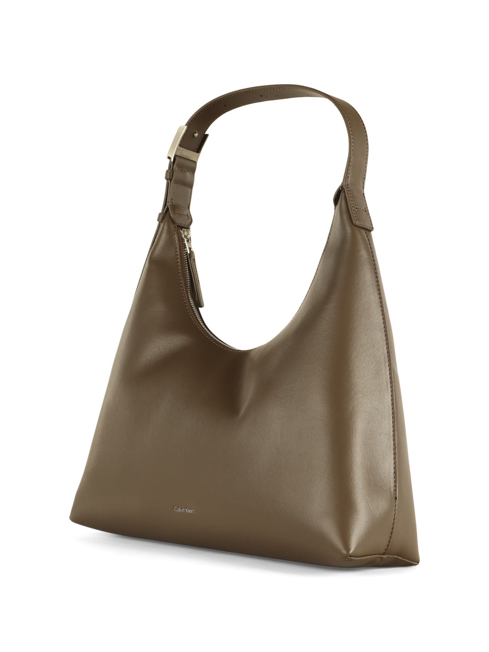 MARRONE | Borsa a spalla in ecopelle con scritta logo frontale