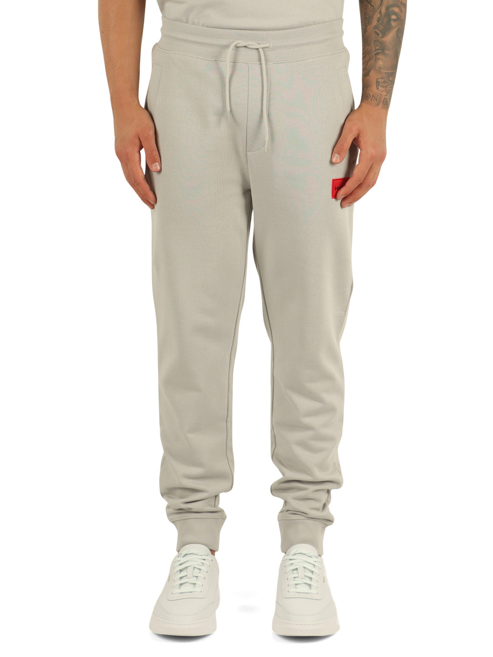 GRIGIO CHIARO | Pantalone sportivo in cotone garzato con patch logo