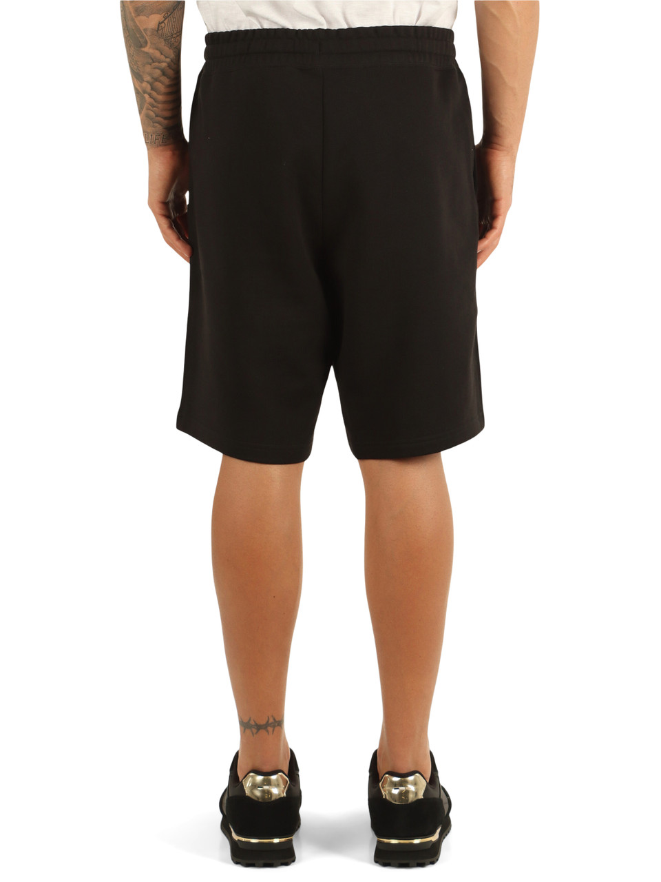 NERO | Pantaloncino sportivo in cotone garzato con scritta logo