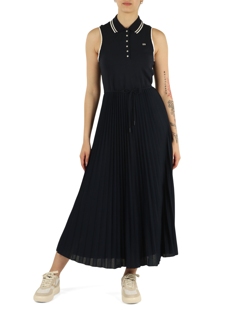 BLU SCURO | Abito polo con gonna plissè