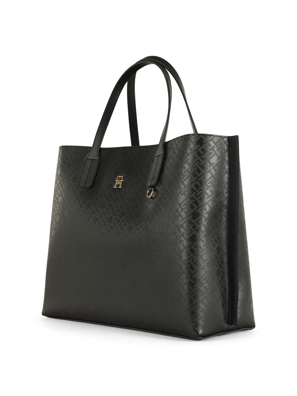 BLU SCURO | Borsa a mano in ecopelle con motivo logo a rilievo