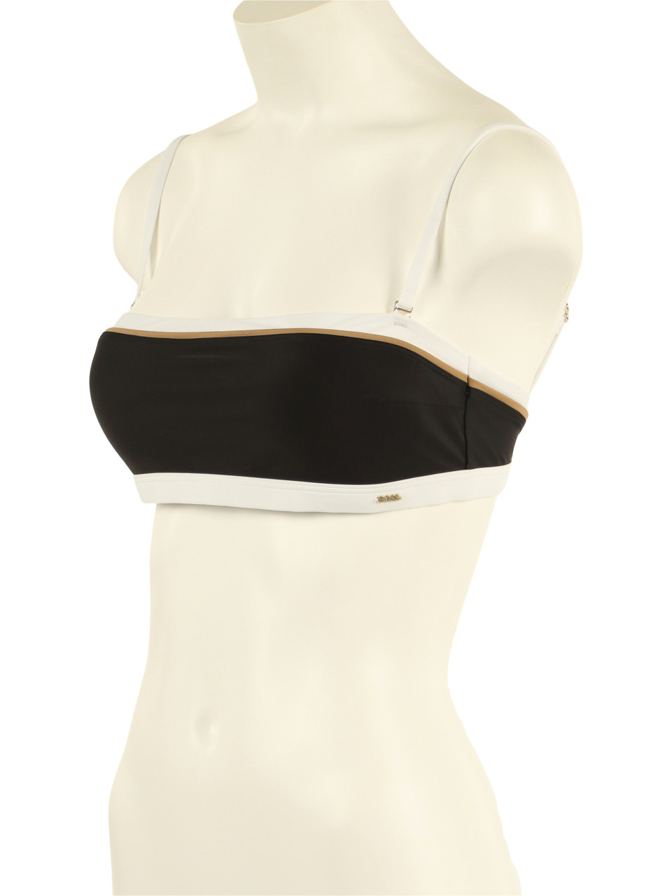 NERO | BEACH: Top bikini a fascia con placca logo