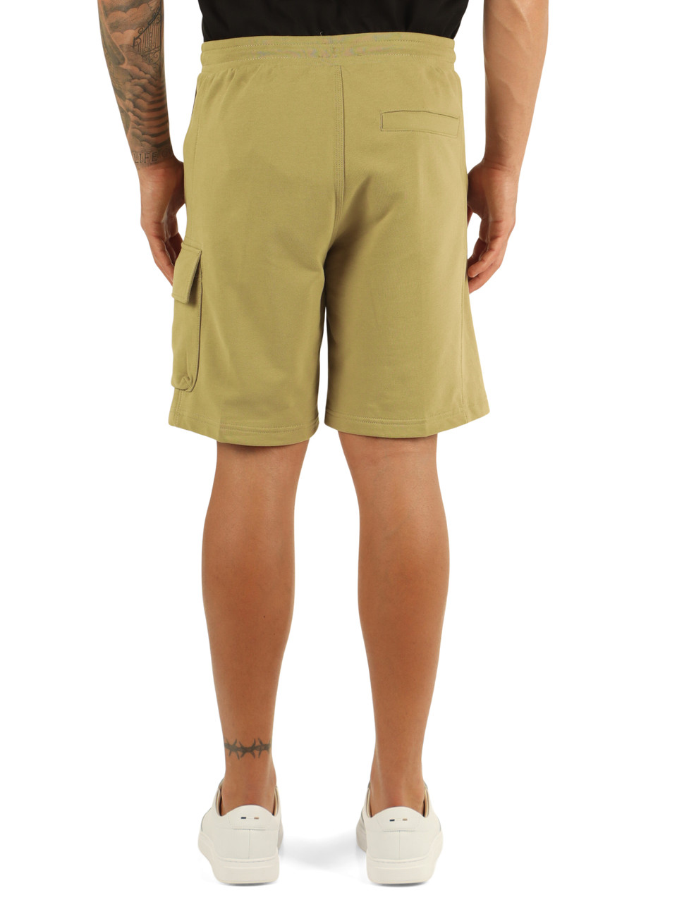 BEIGE | Pantaloncino in cotone garzato con patch logo