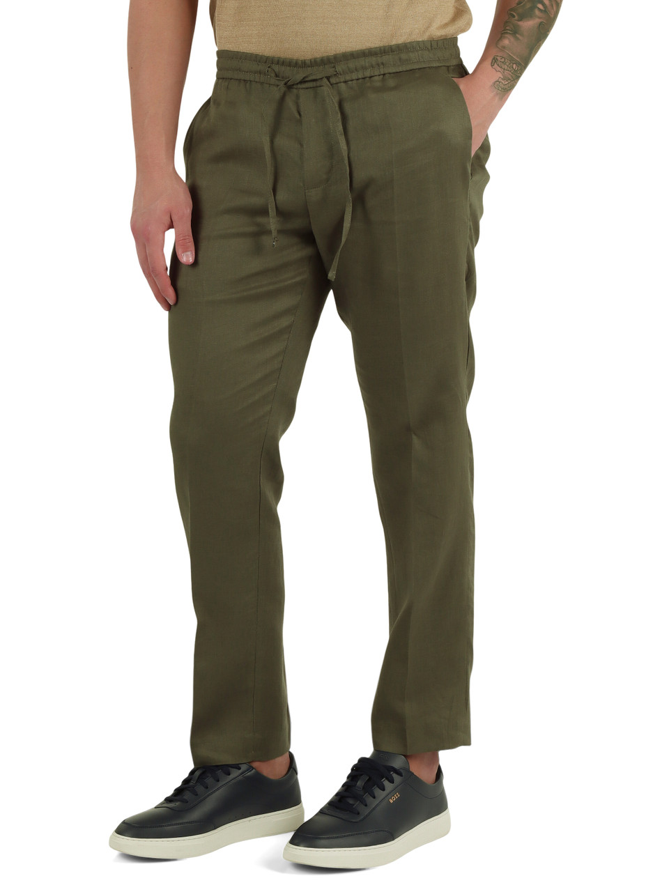 VERDE | Pantaloni in lino MC-ADAM/3783