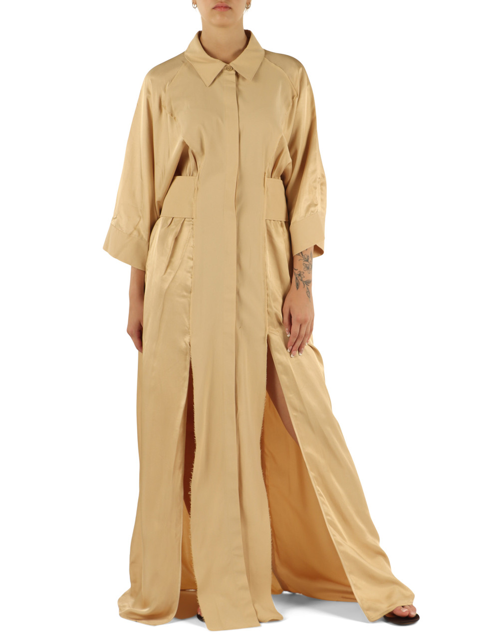 BEIGE | Abito lungo in cotone e viscosa AMERIGO