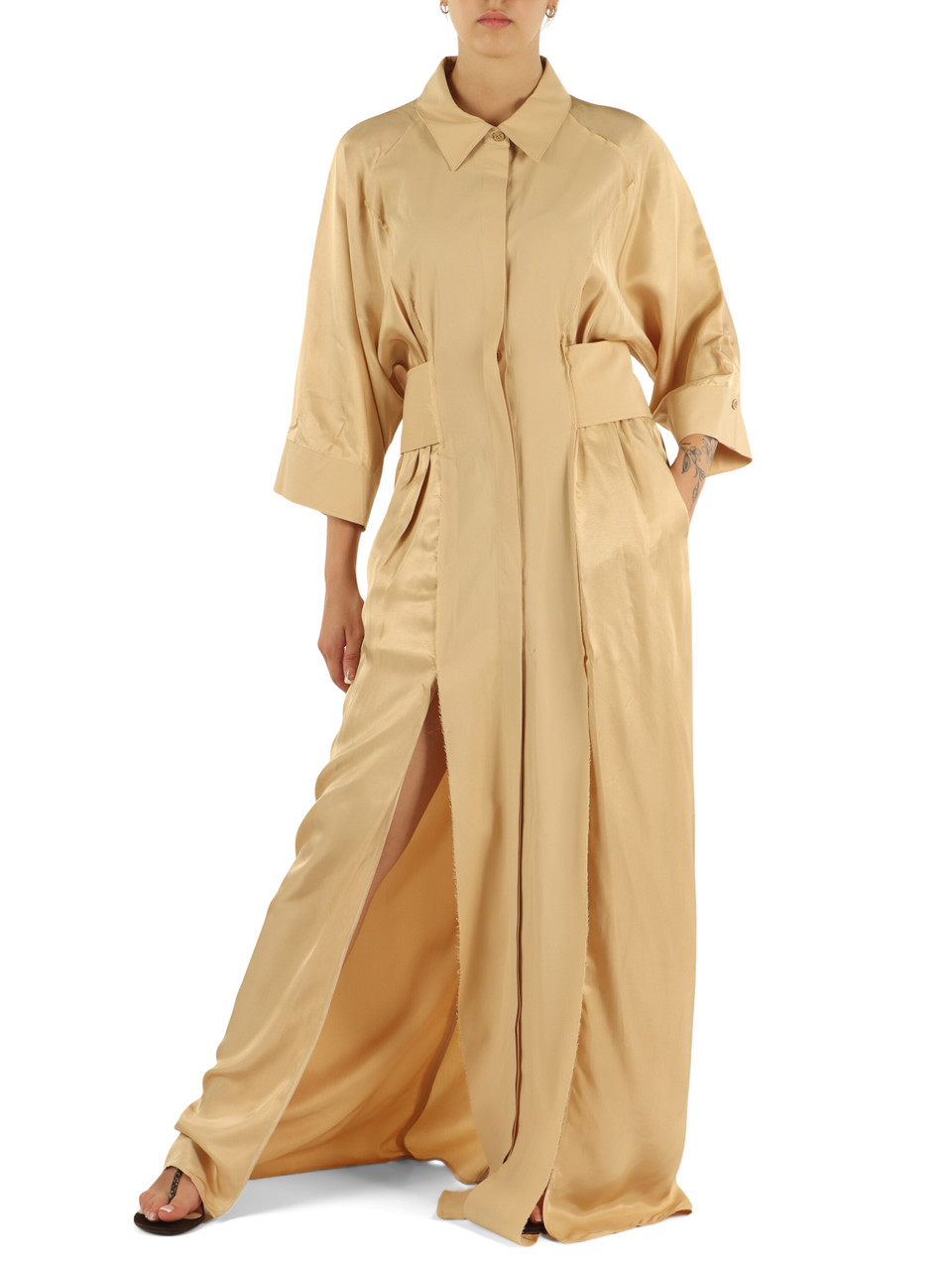 BEIGE | Abito lungo in cotone e viscosa AMERIGO