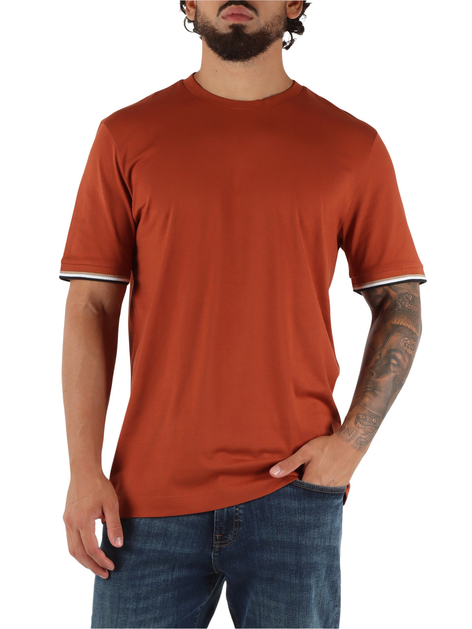 RUGGINE | T-shirt in cotone con dettagli a contrasto