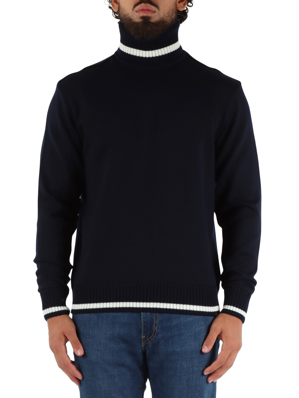 Dunkelblau | Rollkragenpullover aus reiner Schurwolle