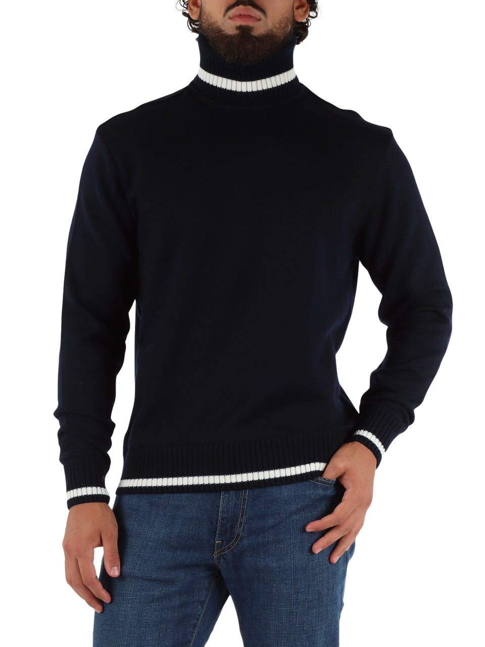 BLU SCURO | Maglia collo alto in lana vergine BLU SCURO | Maglia collo alto in lana vergine